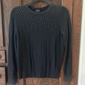 Ann Taylor Black Sweater with Bronze Accents